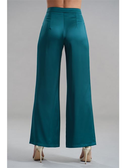 Pantalone palazzo in raso Nualy | I25N5411VERDE BOSCO